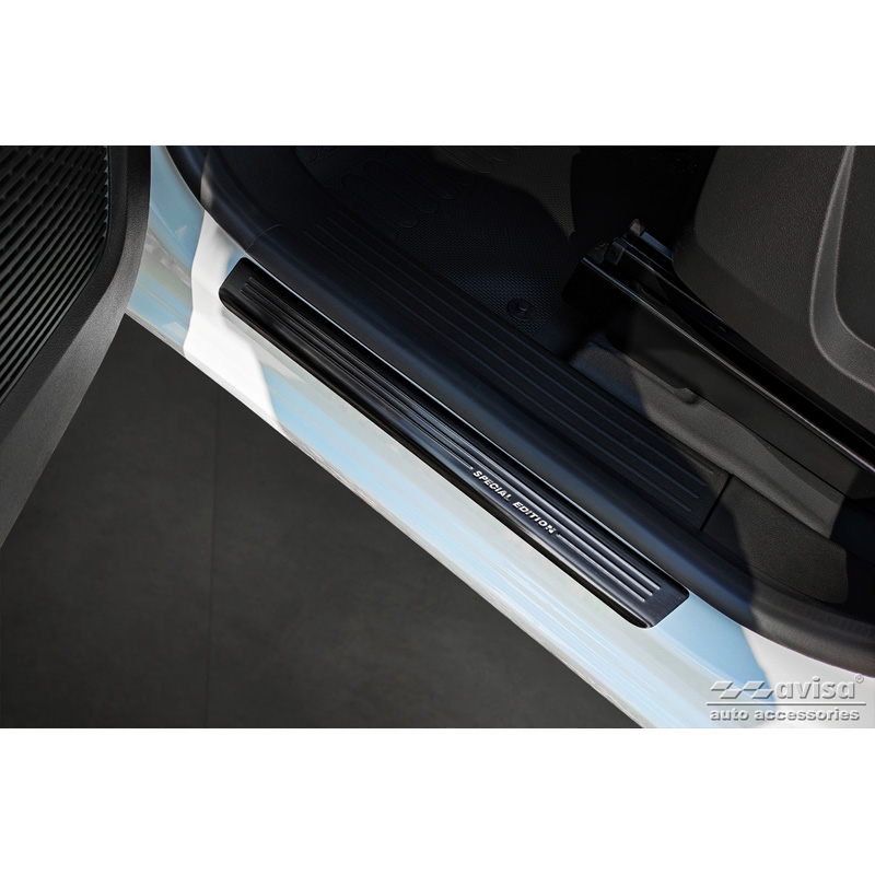 Black Stainless Steel Door sill protectors  Renault Kangoo III Furgon & Nissan Townstar & Mercedes Citan 2021- - 'Special Edition' - 4-pieces