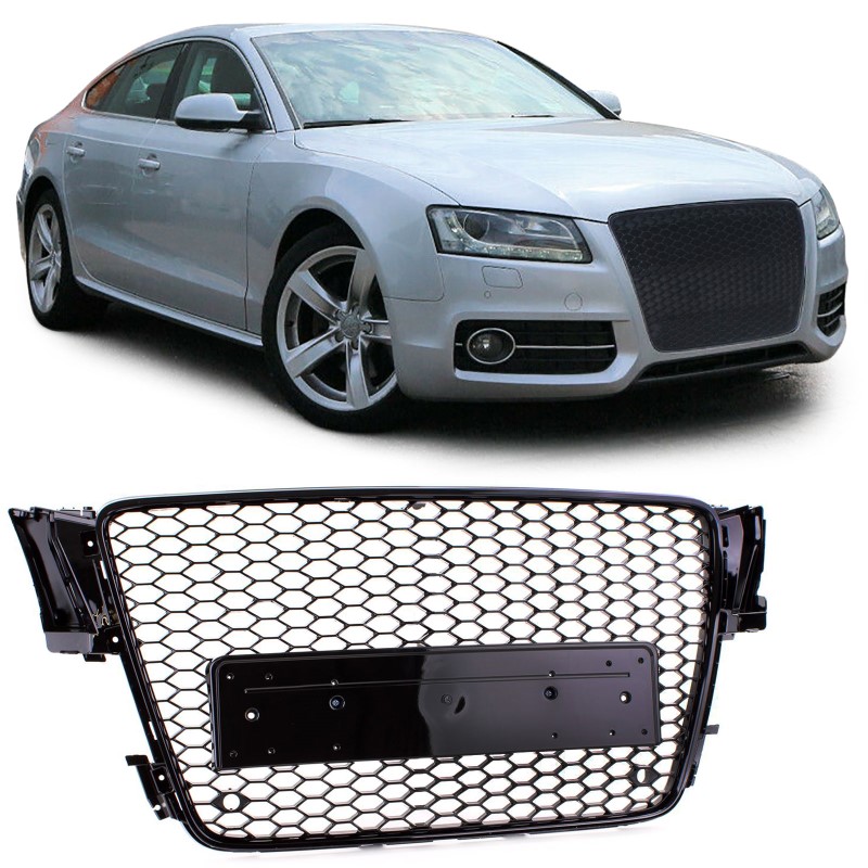 Grill Audi A5 8T (2007-2011) RS Design Piano Black Embleemloos