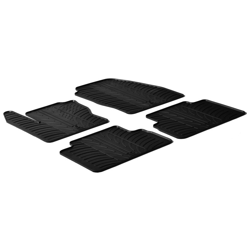 Rubber car mats set  Ford C-Max 2010-2014 (T profile 4-pieces + mounting clips)