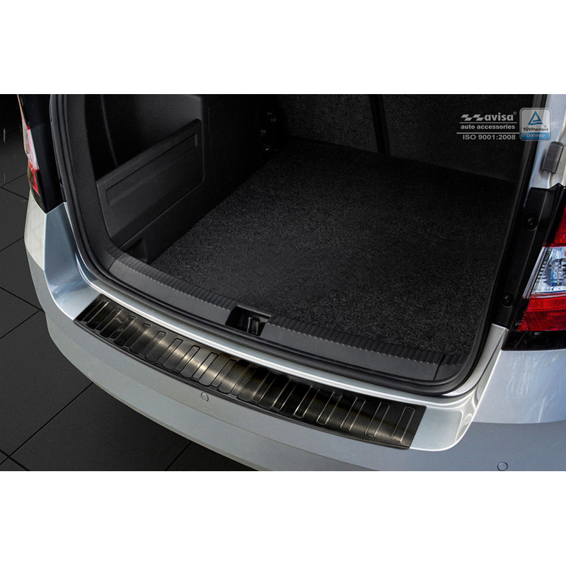 Black Stainless Steel Rear bumper protector  Skoda Fabia III Combi 2015- 'Ribs'