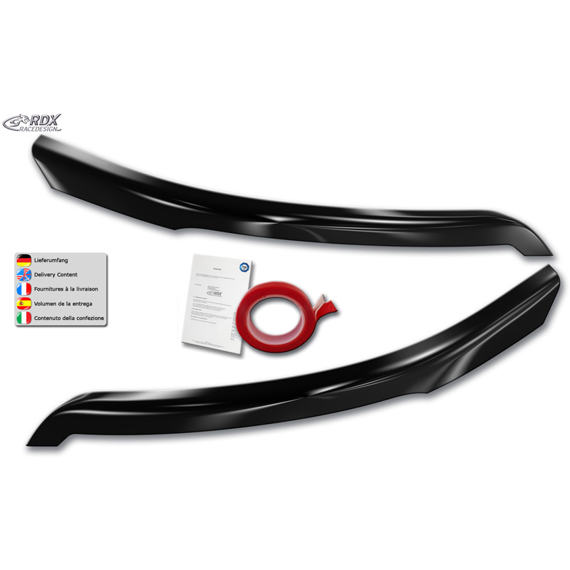 RDX Racedesign Head light spoilers  Ford Transit (Xenon and black Halogen headlights) 2014- (ABS Gloss Black)