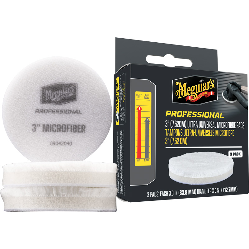 Meguiar's Professional Ultra Universal Microfiber Pads - 3,3'' diameter x 0,5'' (84mm x 12,7mm) - wit - set van 3