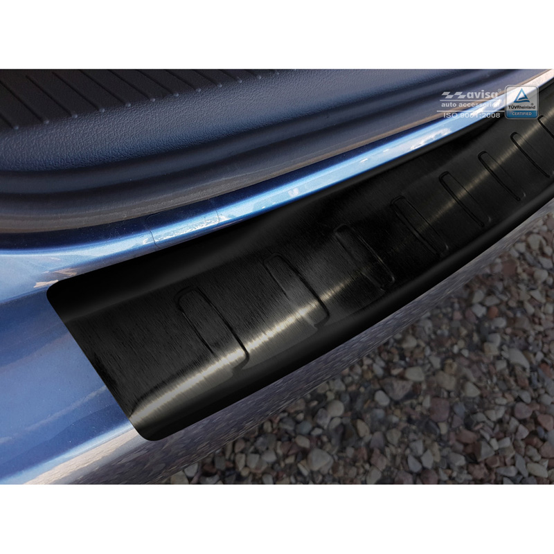 Black Stainless Steel Rear bumper protector  Volkswagen Touran II 2010-2015 'Ribs'