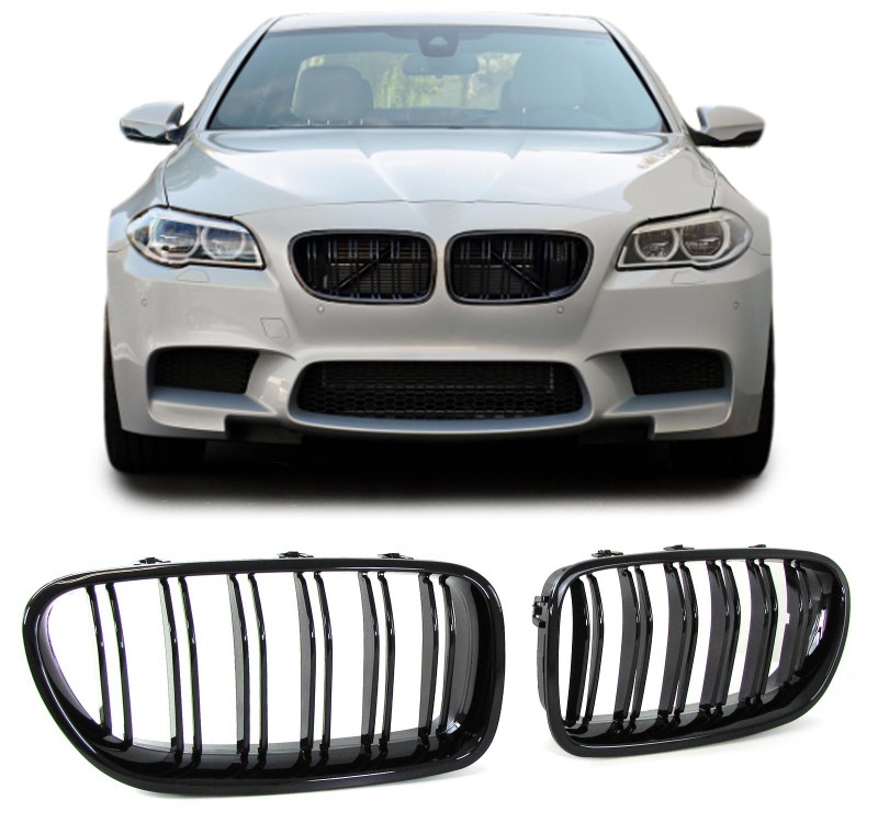 Grill Nieren BMW F10/11 Glans Zwart Dubbel Spaak M-Look