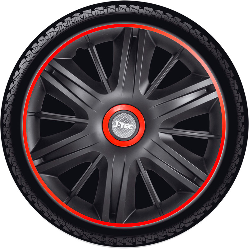4-Delige J-Tec Wieldoppenset Maximus 15-inch zwart/rood