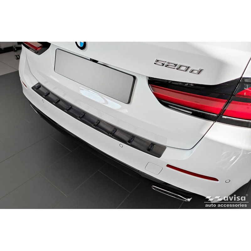 Black Stainless Steel Rear bumper protector  BMW 5-Series G31 FL Touring 2020-2024 excl. M-Sport 'STRONG EDITION'