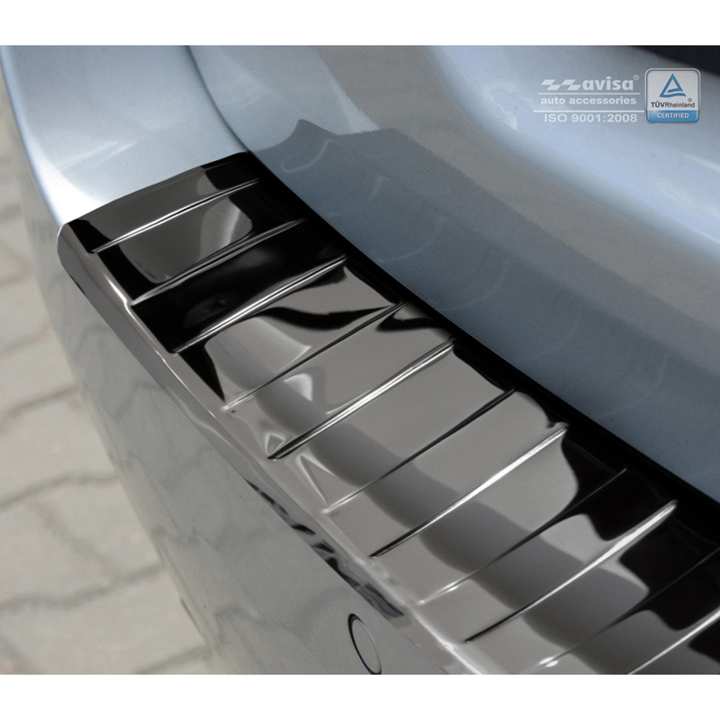 Black Mirror Stainless Steel Rear bumper protector  BMW 5-Series F11 Touring 2010-2016 'Ribs'