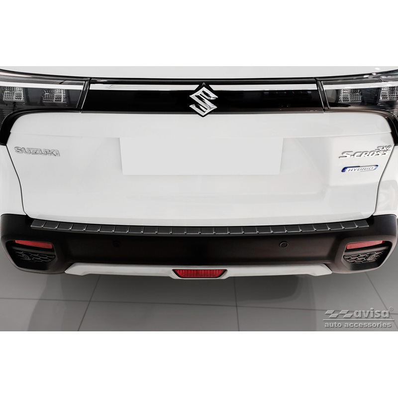 Black Stainless Steel Rear bumper protector  Suzuki S-Cross II 2022- 'Ribs'
