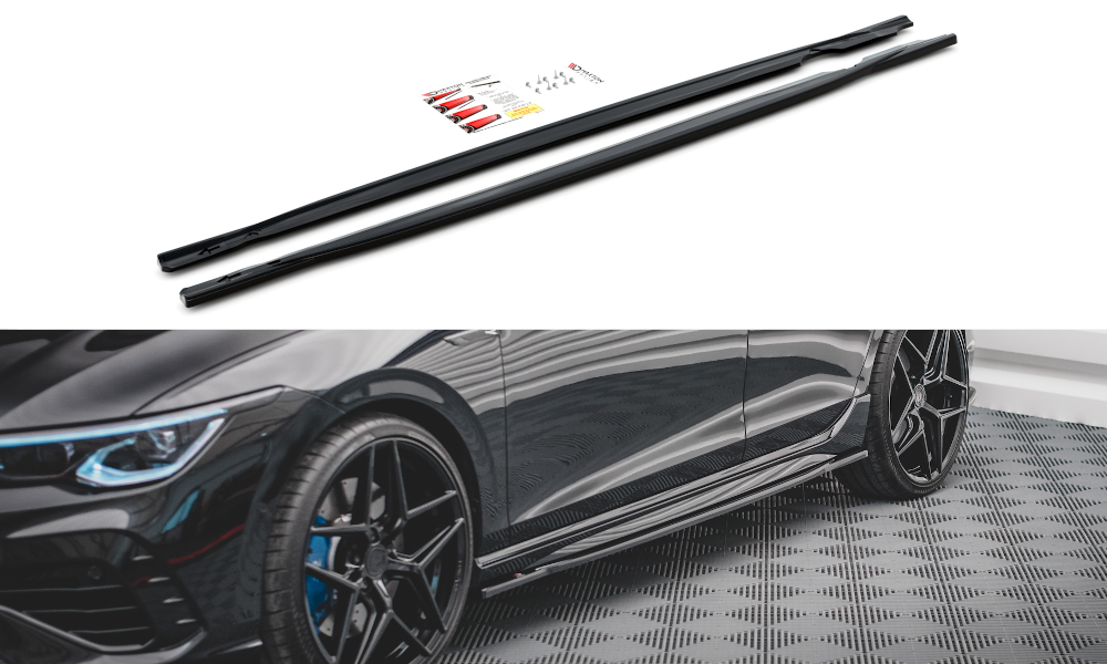 Zijskirts V.1 Volkswagen Golf 8 R Maxton Glans Zwart