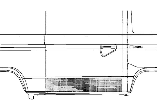 deurplaat, zijdeur, 22cm hoog VW T4, 1991-2003