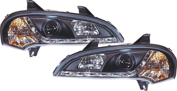 Koplampen Opel Tigra 94->> DRL Look Zwart