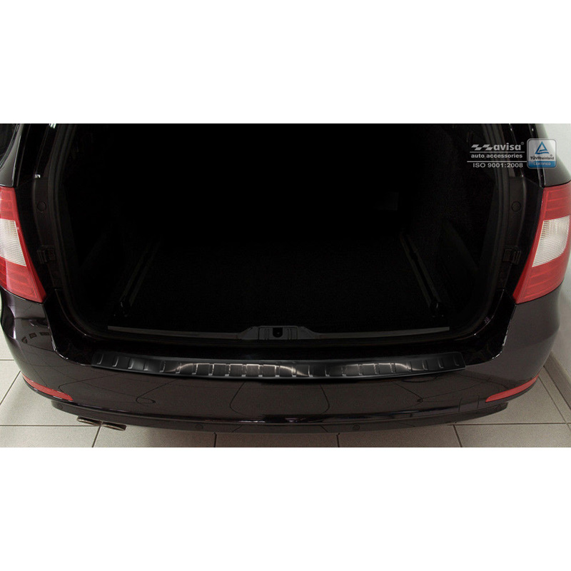 Zwart RVS Achterbumperprotector  Skoda Superb Kombi 2009-2013 'Ribs'