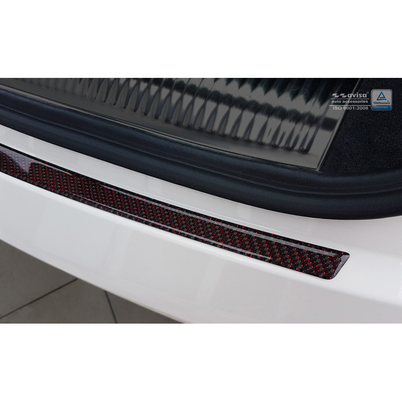 Carbon Rear bumper protector  Audi Q3 2011-2015 & 2015- Red-Black Carbon