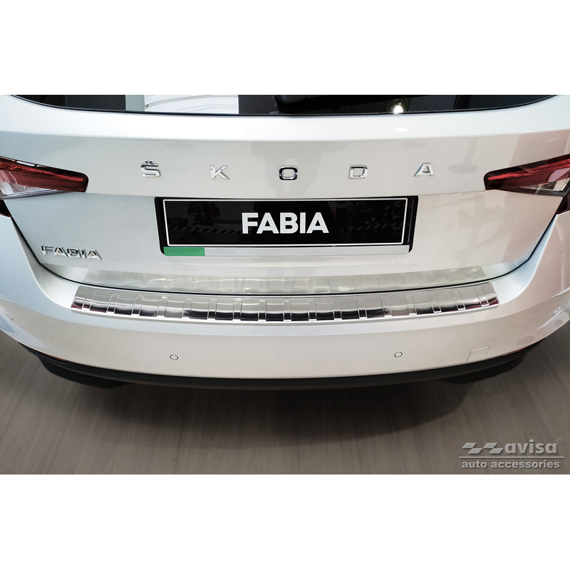 Stainless Steel Rear bumper protector  Skoda Fabia IV Hatchback 2021- 'Ribs'