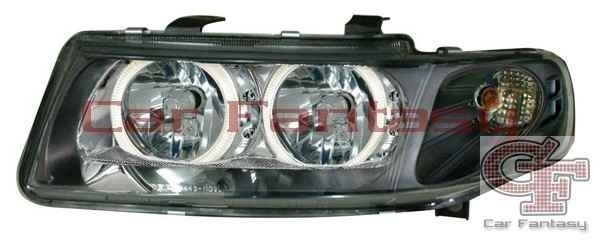 Koplampen Seat Leon/Toledo 1M 99-04 Angel Eyes Zwart