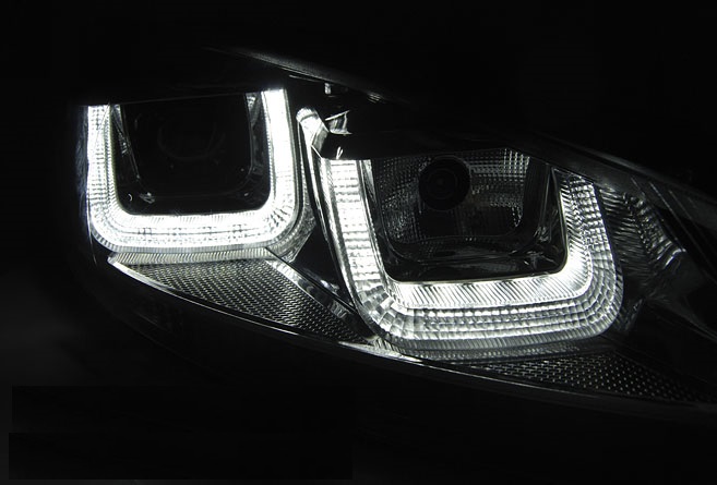 Headlights VW Golf VI Tube design Black