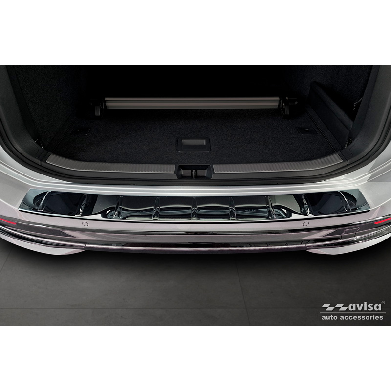Black Mirror Stainless Steel Rear bumper protector  Volkswagen Passat Variant (CJ5) 2023- 'Ribs'