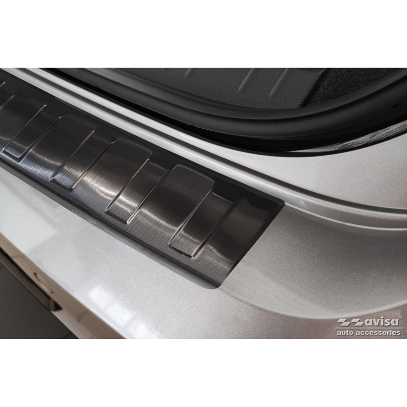 Black Stainless Steel Rear bumper protector  Volkswagen Passat Sedan 2014-2019 & FL 2019-2023 'Ribs'