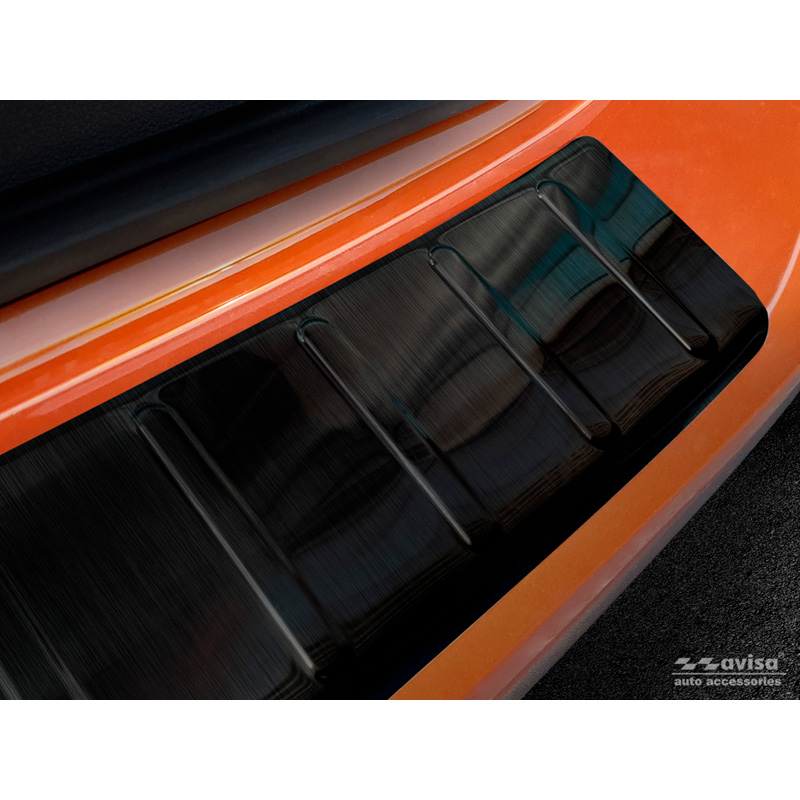 Black Stainless Steel Rear bumper protector  Volkswagen T-Cross 2019-2024 & FL 2024- 'Ribs'