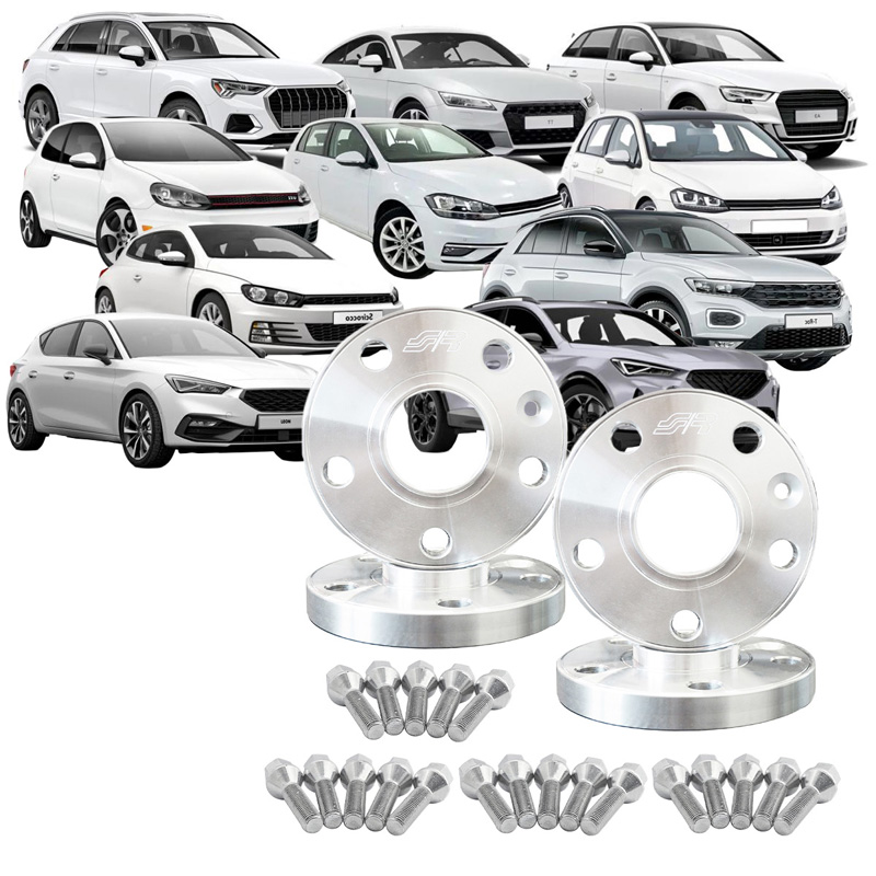 Simoni Racing Aluminium-Spurverbreiterungssatz - 2x15mm(VA) - 2x20mm(HA) (Mittenzentrierung 57,1mm) mit Radschrauben - passend für Audi, VW, Seat, Cupra Diverse