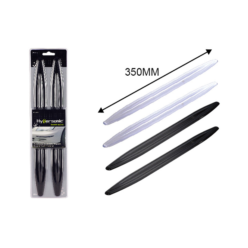 Set universele bumperbeschermstrips 350x28mm - Zelfklevend - Zwart - Set à 2 stuks