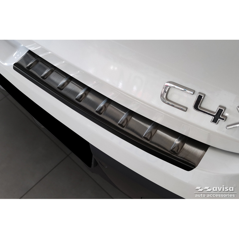 Black Stainless Steel Rear bumper protector  Citroën C4 X 2023- 'Ribs' (2-pieces)