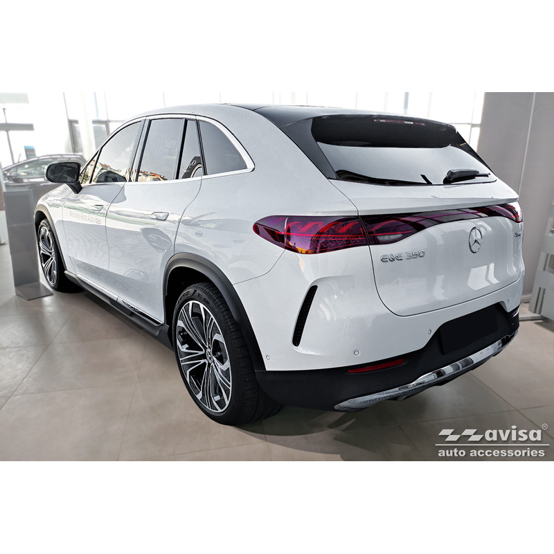 Black Stainless Steel Rear bumper protector  Mercedes EQE SUV (X294) 2022- 'Ribs'