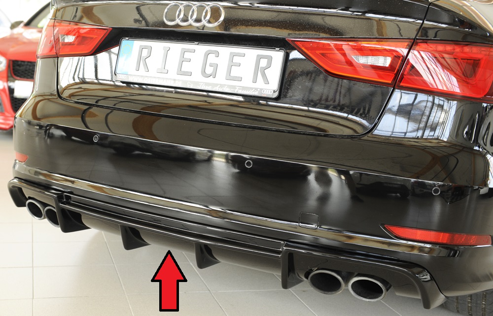 Achter Skirt Audi A3 8V 12-16 S-line Rieger Glans Zwart