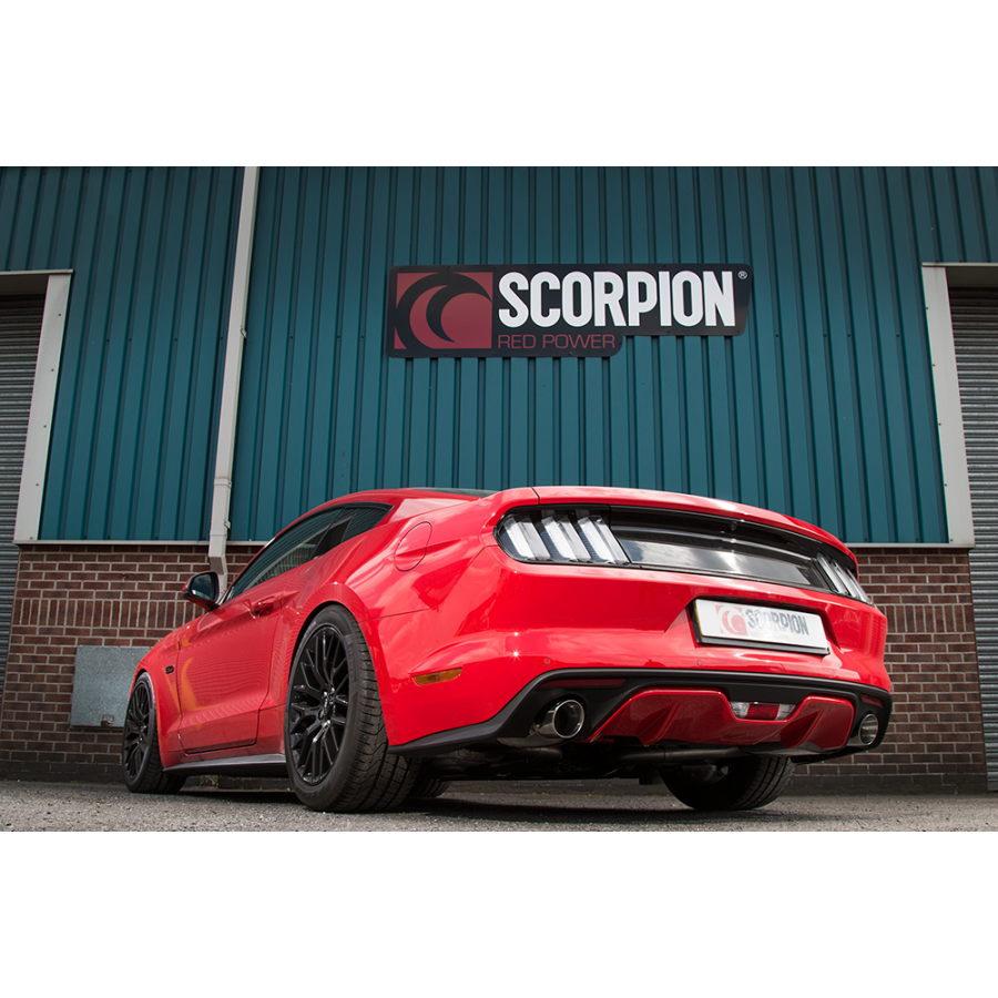 Scorpion uitlaat Ford Mustang 5.0 V8 GT gepolijst & resonerend