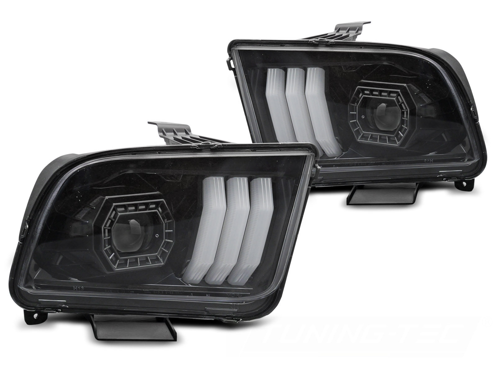 Headlights Ford Mustang Tube Light Black 2004-2009