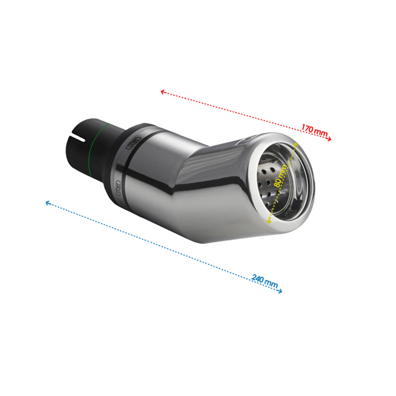 Ulter Sport Exhaust finisher - Round DTM Ø80mm - Length 170mm - Installation ->50mm - Inox