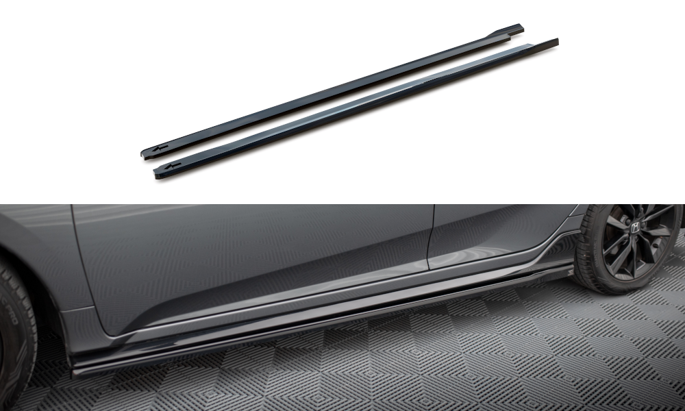Zijskirts Honda Civic Sport 2020 - 2023 Maxton Glans Zwart