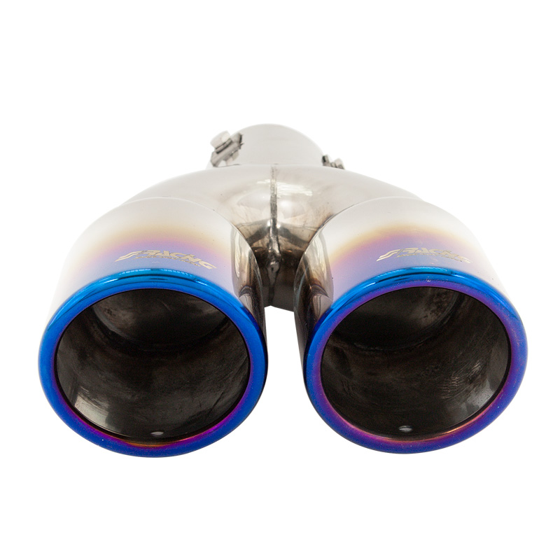 Simoni Racing Uitlaatsierstuk Dubbel Rond/Schuin RVS/Titanium - Ø76xL230mm - Montage -37->58mm
