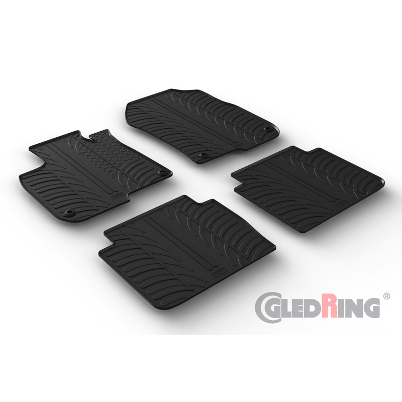 Rubber car mats set  Honda CR-V 2018-2022 (T profile 4-pieces + mounting clips)
