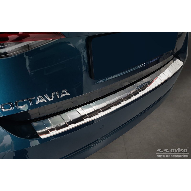 Stainless Steel Rear bumper protector  Skoda Octavia IV Liftback 2020-2024 & FL 2024- 'Ribs'