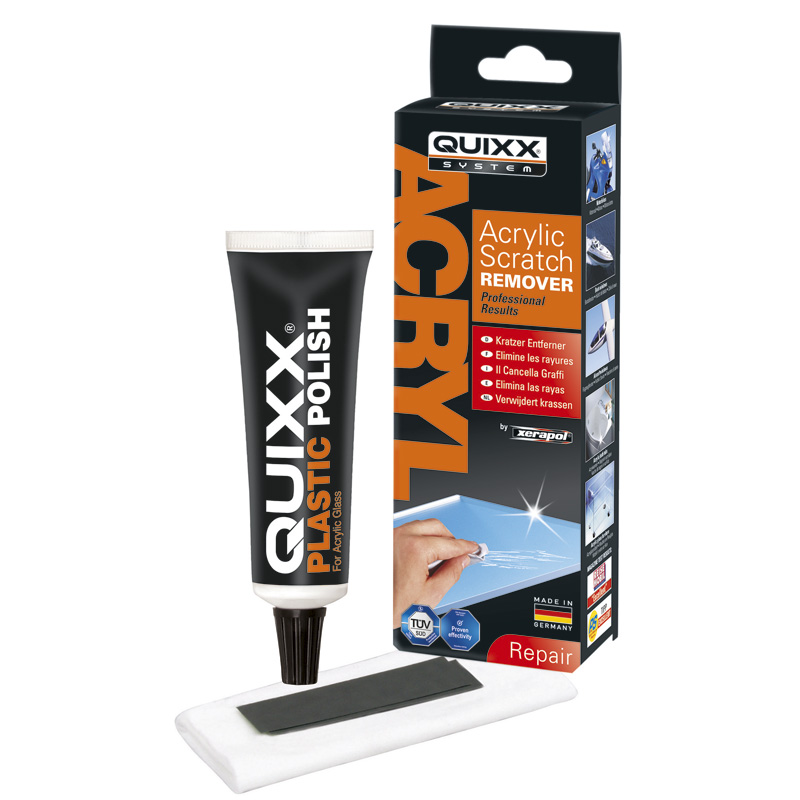 Quixx Xerapol Acrylic Scratch Remover (50g polish/1 cloth/2 sandpaper)