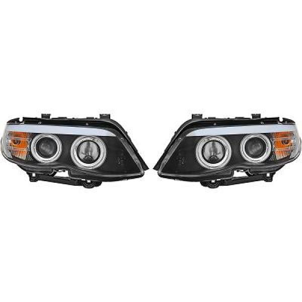 Koplampen BMW X5 E53 Xenon Angel eyes Zwart
