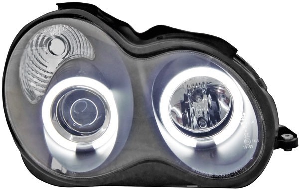 Koplampen Mercedes W203 00-04 h1+h1 Angel Eyes CCFL zwart