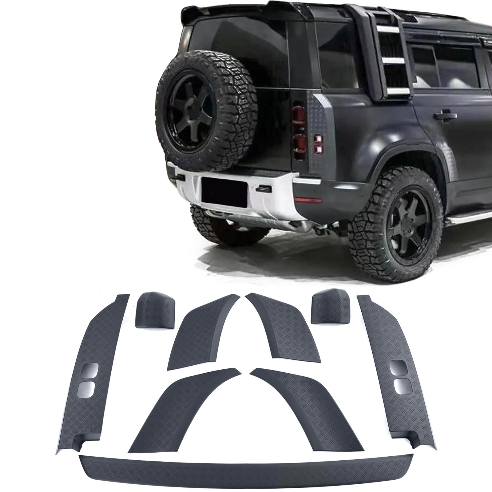 Beplating Land Rover Defender L663 90 Zwart