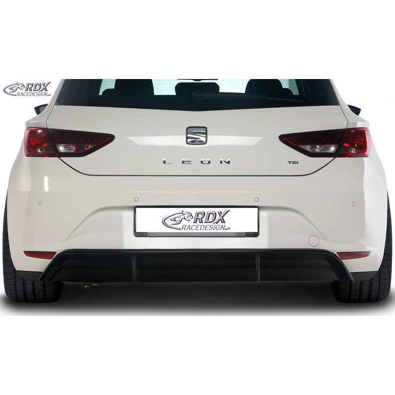 Rear bumper skirt 'Diffusor'  Seat Leon 5F SC/5-doors 2013-2017 excl. ST/FR/Cupra (ABS glossy black)