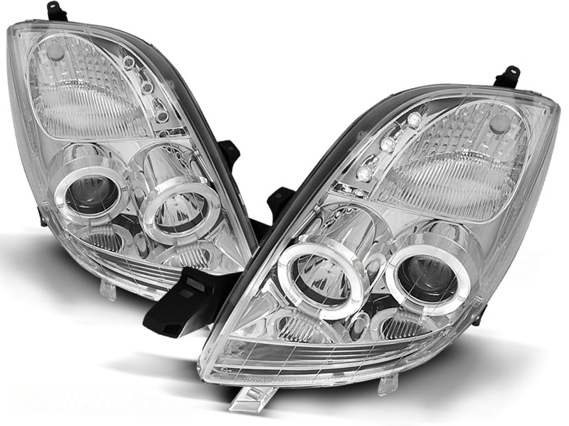 headlights Toyota Yaris Angel Eyes clear chome 06-09