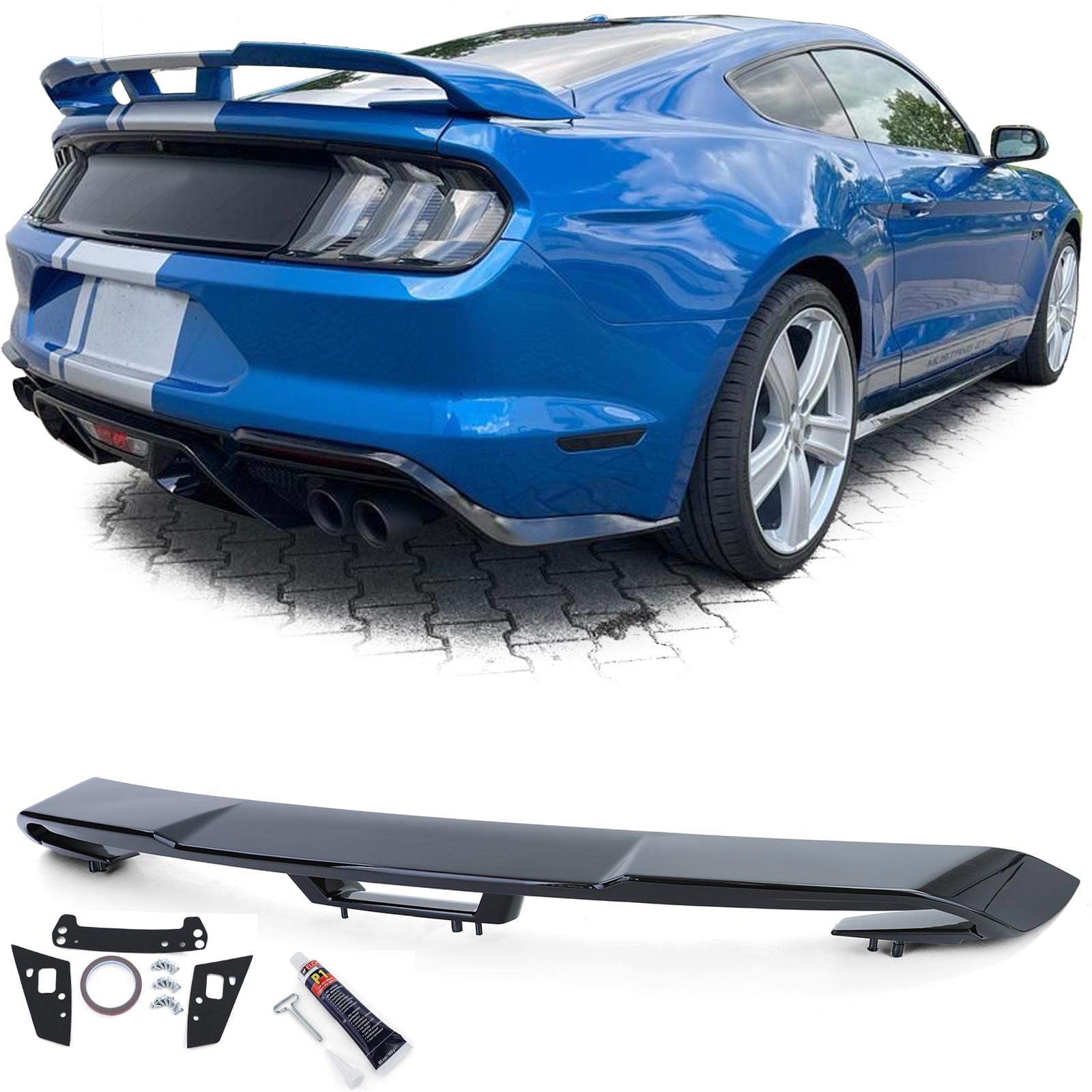Spoiler Ford Mustang 15-20 GT500 Look Glans Zwart