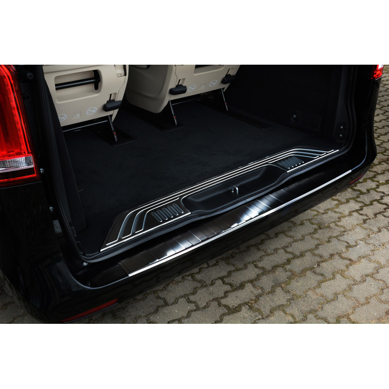Black Stainless Steel Rear bumper protector  Mercedes Vito / V-Class 2014-2019 & Facelift 2019- 'Ribs'