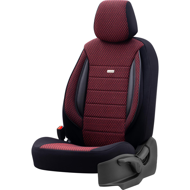 Universele Stoffen Stoelhoezenset 'SelectedFit Sports' Zwart/Rood - 11-delig - geschikt voor Side-Airbags