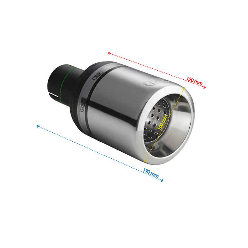 Ulter Sport Exhaust finisher - Round Ø100mm Big Rim - Length 120mm - Installation ->50mm - Inox