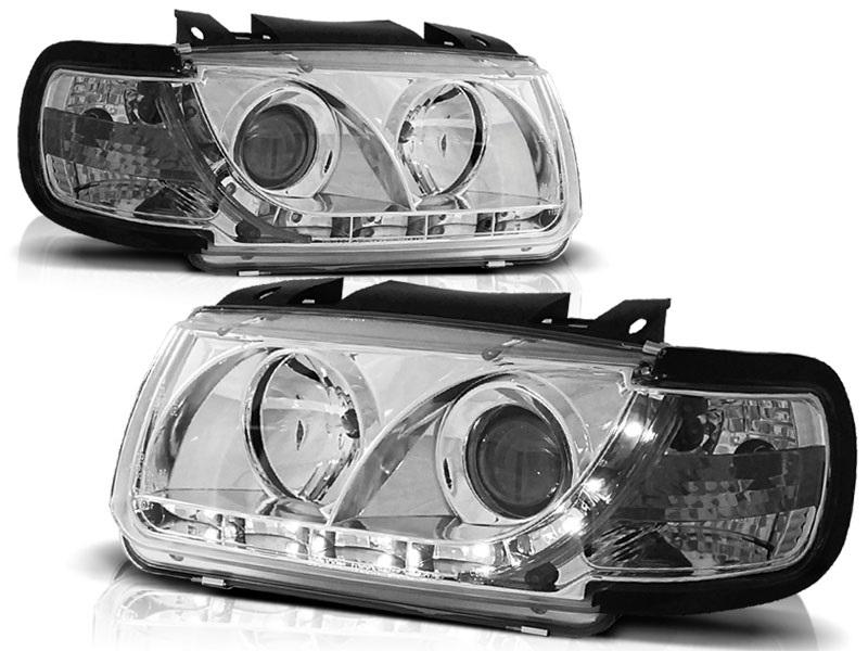 Koplampen VW Polo 6N DRL look Devil Eyes Chroom