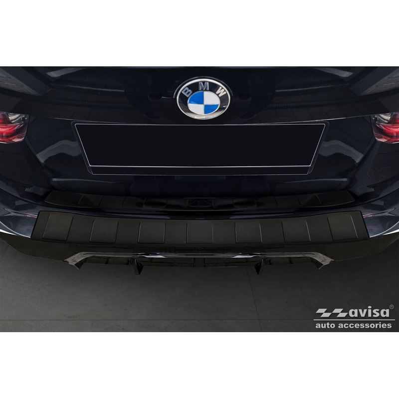 Matt Black Stainless Steel Rear bumper protector  BMW 3 Series Touring (G21) Facelift 2022- with M-Package 'Ribs'