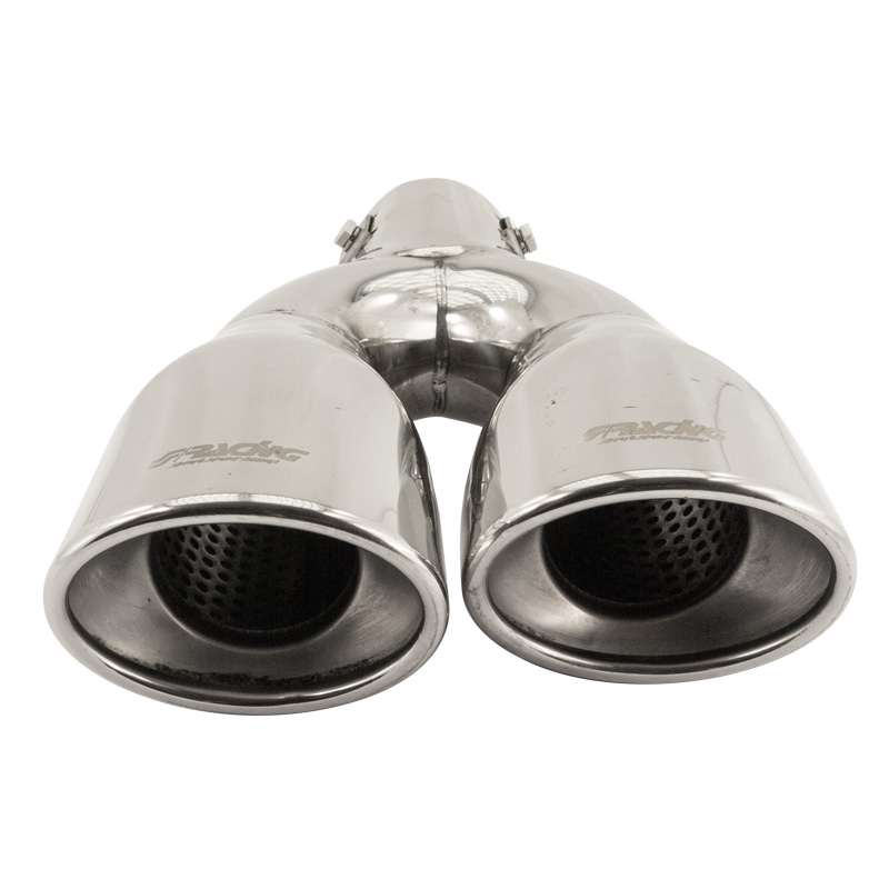 Simoni Racing Uitlaatsierstuk Dubbel Ovaal/Schuin RVS - 167x67xL220mm - Montage 37->57mm - Rechts