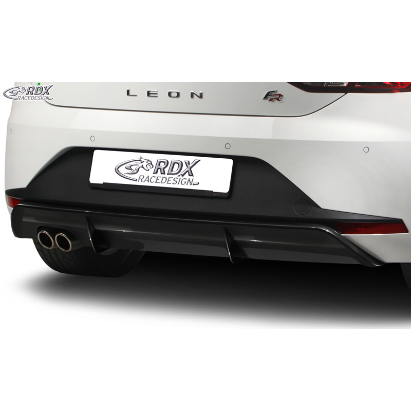 Rear bumper skirt 'Diffusor'  Seat Leon 5F FR SC/5-doors 2013-2017 excl. ST/Cupra (ABS glossy black)