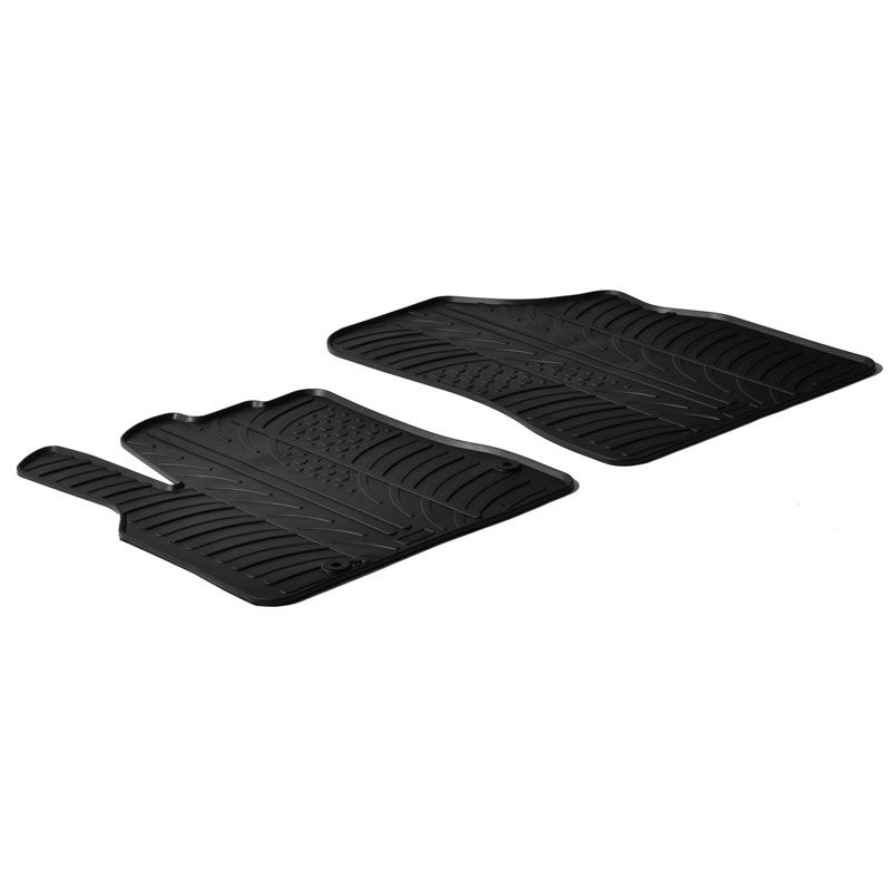 Rubber car mats set  Citroen Berlingo / Peugeot Partner 2008-2018 (T profile 2-pieces + mounting clips)